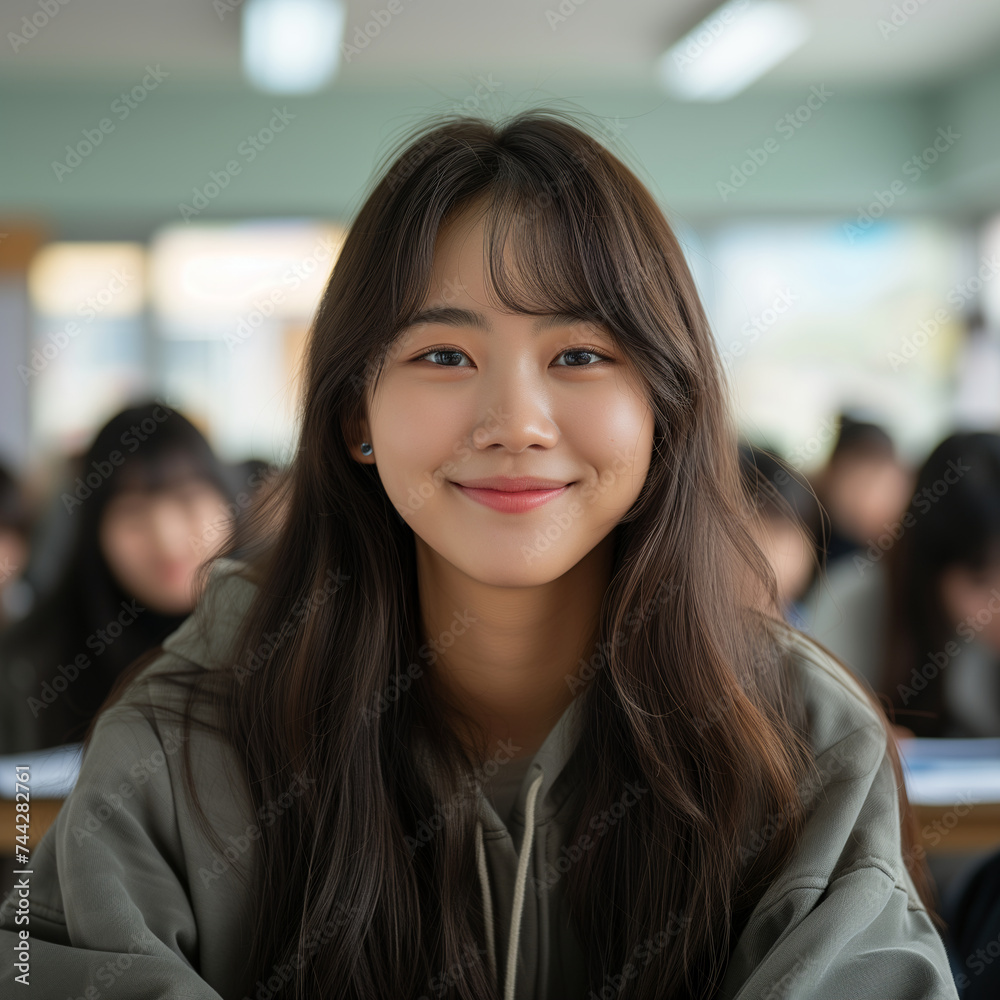 Serene Student in Classroom Setting