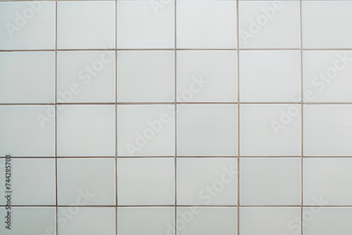 Closeup of monochrome white tile wall with grid pattern