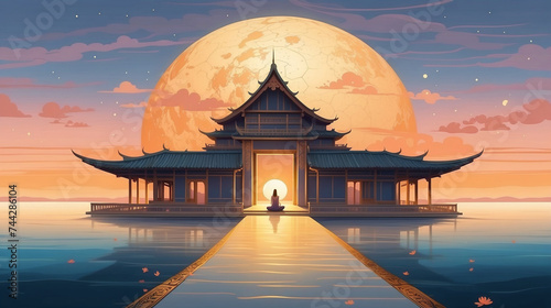 sunset at the temple