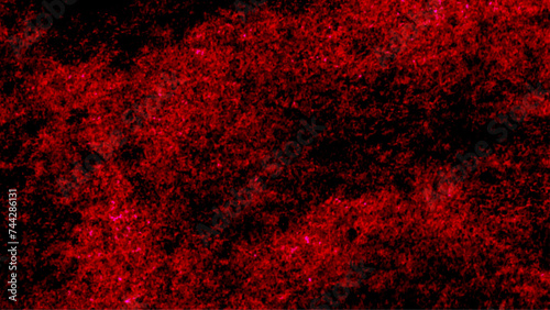 Abstract blurred red powder explosion on black gradient background. Red powder splatted, cloud ,dust explode.