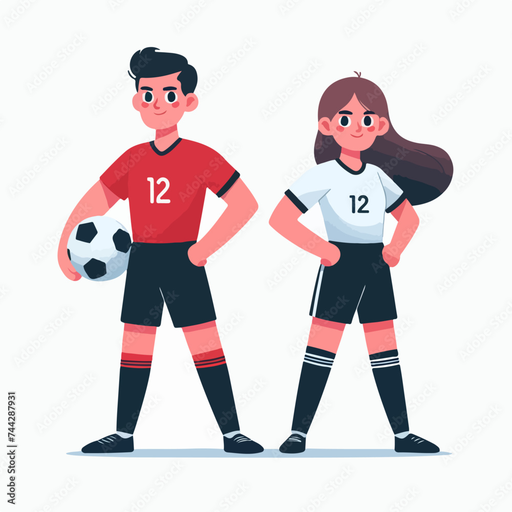 flat design illustration concept of a soccer player couple flat design illustration concept of a soccer player couple