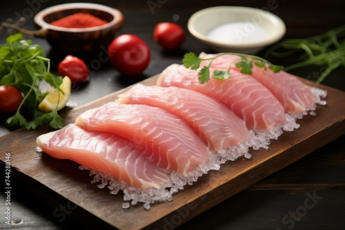 Raw fish fillet. Tilapia meal dinner. Generate Ai
