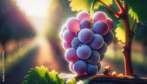 Ripe grape in a vineyard