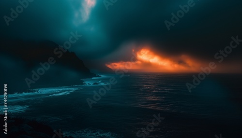 Gloomy and colorful image of the sea