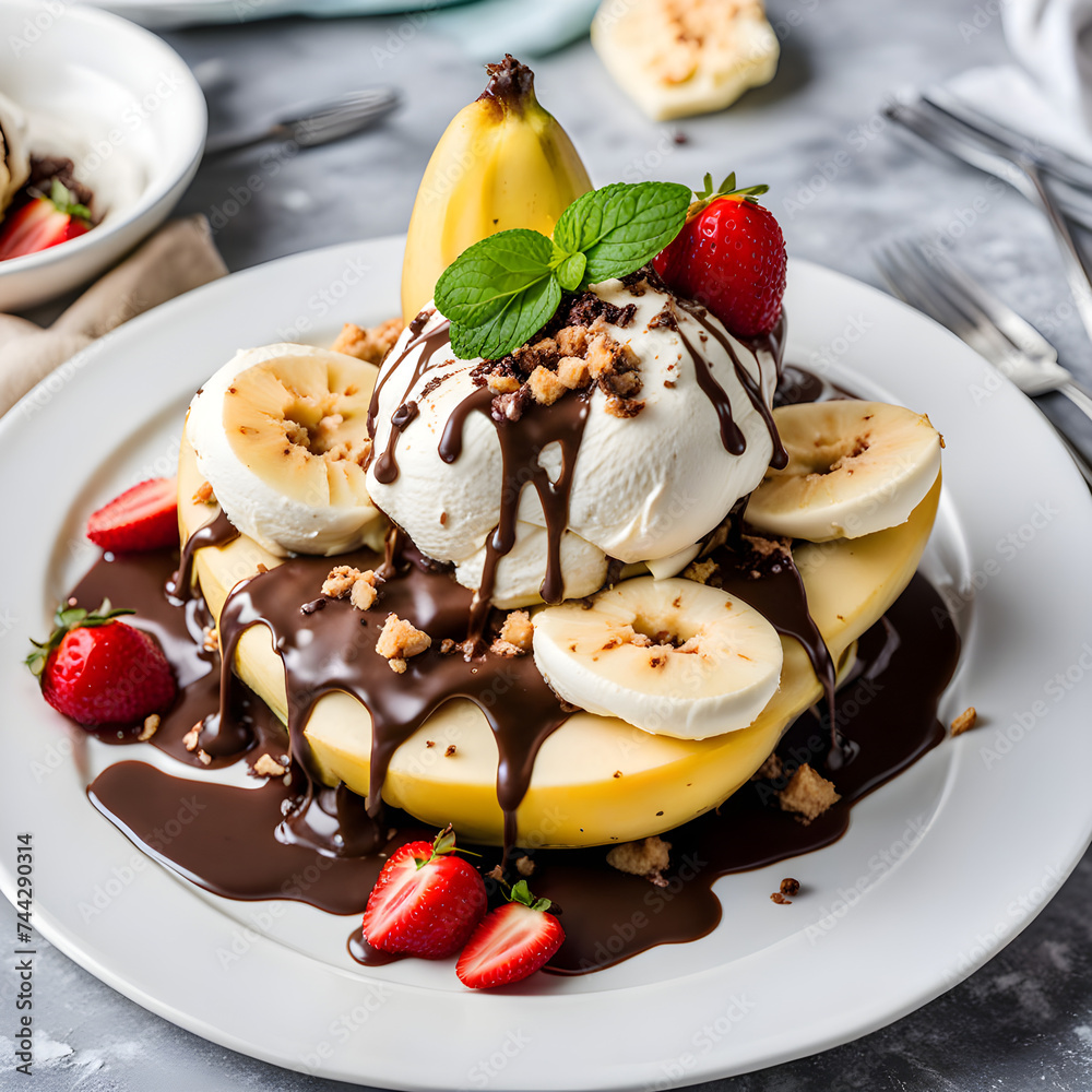 ice cream with banana, generative ai ice cream with banana, generative ai
