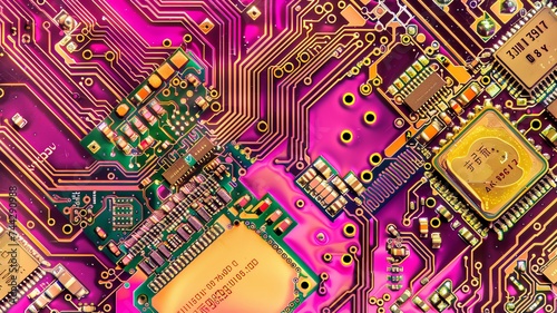 PCB labyrinth with a microchip treasure a metaphor for technological discovery photo