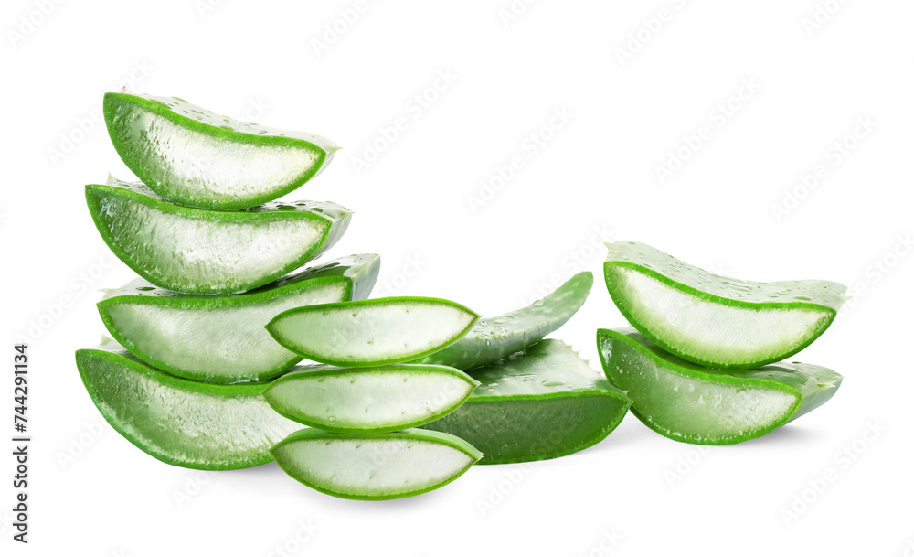 Cut aloe vera leaves isolated on white Cut aloe vera leaves isolated on white