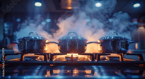 The kitchen comes alive as pots and kettles dance atop the smoky stove, ready to create a feast of delectable flavors and aromas