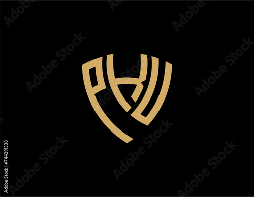 PKU creative letter shield logo design vector icon illustration