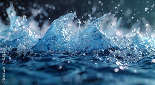 Nature's playful dance as water splashes and swirls, catching the light in a mesmerizing display of fluid movement