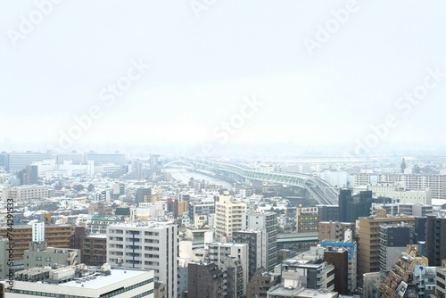 view of the city in winter