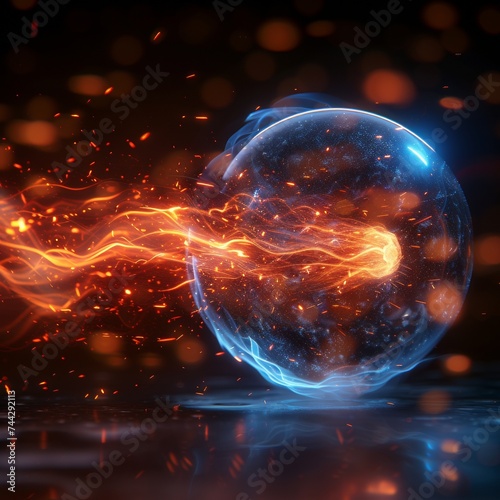 A swirling ball of energy on a dark background.  © Elle Arden 