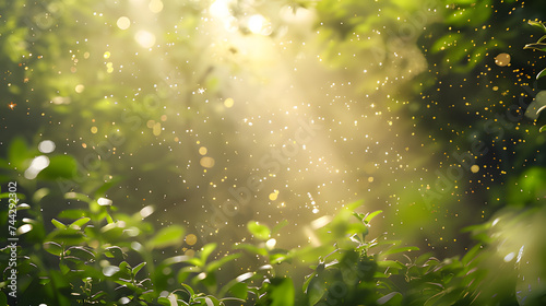 sunlight through the forest. Generative AI  © HUIWON