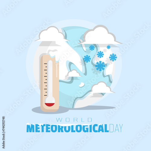 World Meteorological Day poster with cold weather on earth