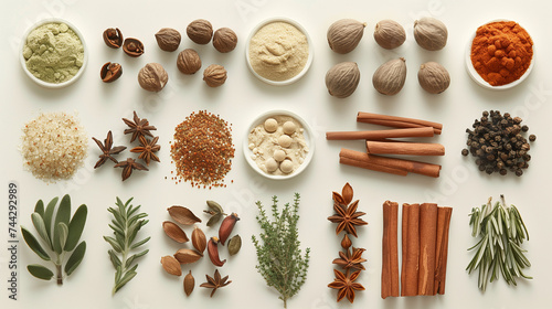 Spices and Herbs Flat Lay