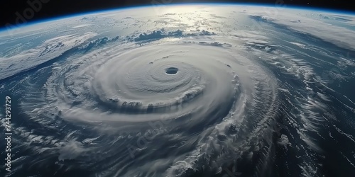 Majestic aerial view of a hurricane from space with dramatic clouds