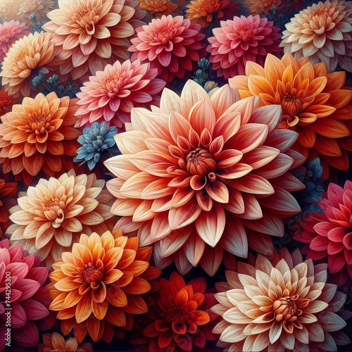 Aesthetic background of dahlia patterns – Floral pattern texture with artistic style © AlbertBS