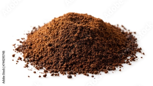 Close-up view of ground coffee powder on table.