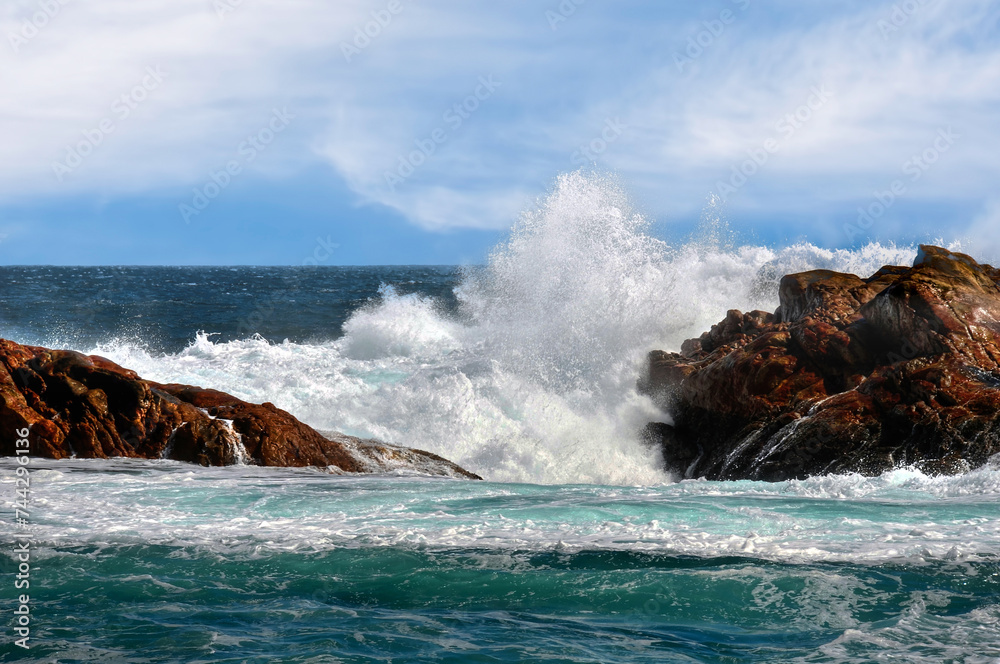 Waves crashing on rocks at Canal Rock Western Australia
