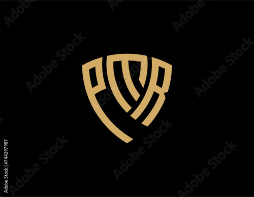 PMR creative letter shield logo design vector icon illustration