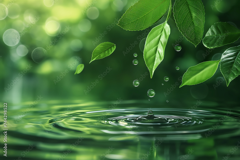 green leaf with water drops green leaf with water drops
