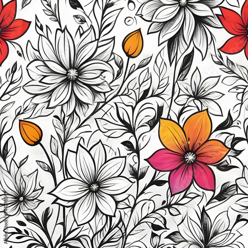 seamless floral pattern colored design