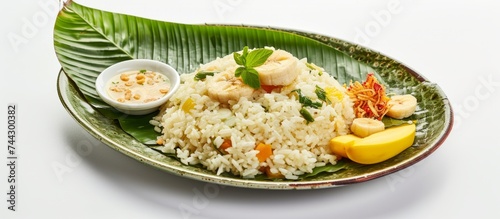 Delicious plate of rice with succulent shrimp and fresh mixed vegetables served beautifully