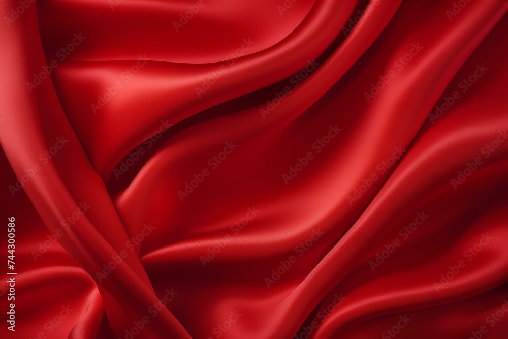 Obraz premium Red silk background. Satin fabric. Generate Ai