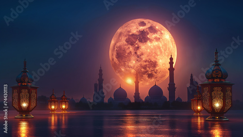 Ramadan and moslim traditional holiday background