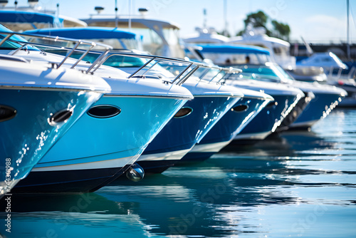 Sunlit Marina Featuring a Spectacular Lineup of GS Boats Ready for Aquatic Adventures