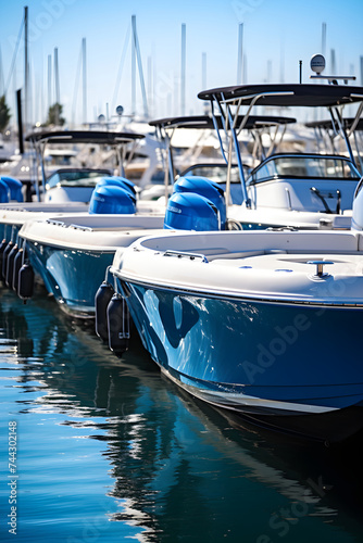 Sunlit Marina Featuring a Spectacular Lineup of GS Boats Ready for Aquatic Adventures
