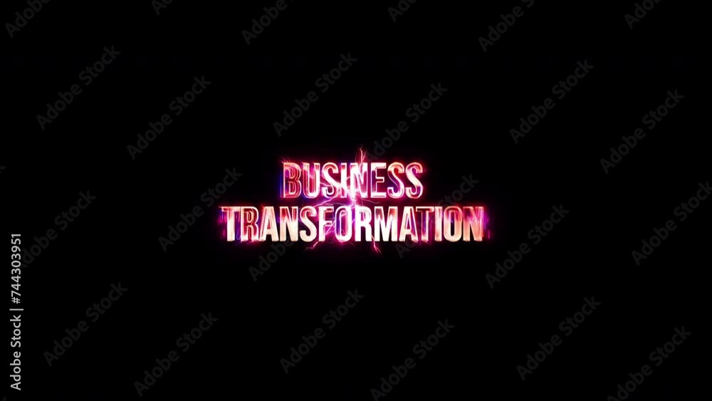 Business Transformation glow pink neon Abstract Lightning glitch text animation on black abstract background Business Transformation glow pink neon Abstract Lightning glitch text animation on black abstract background