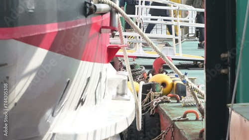 新宮町営渡船「しんぐう」から下船する乗客 photo