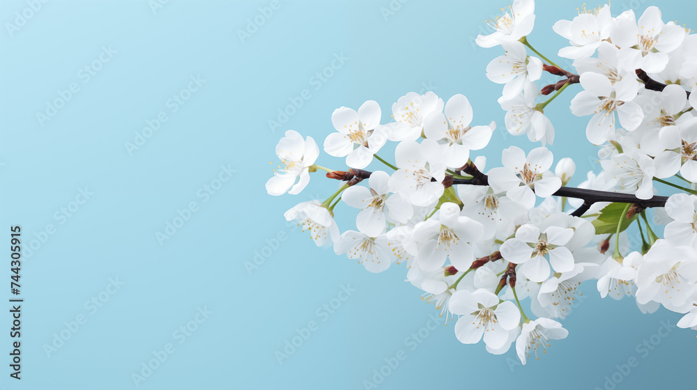 Spring border background with white blossom.