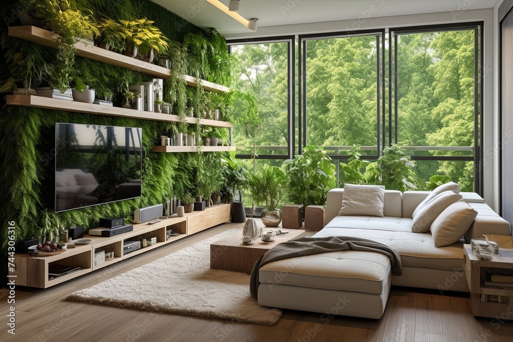Green Plants Modern Living Room: Embracing Biophilic Design in Home Interiors