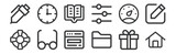 12 set of linear user interface icons. thin outline icons such as home, folder, eye glass, speedometer, book, clock for web, mobile.