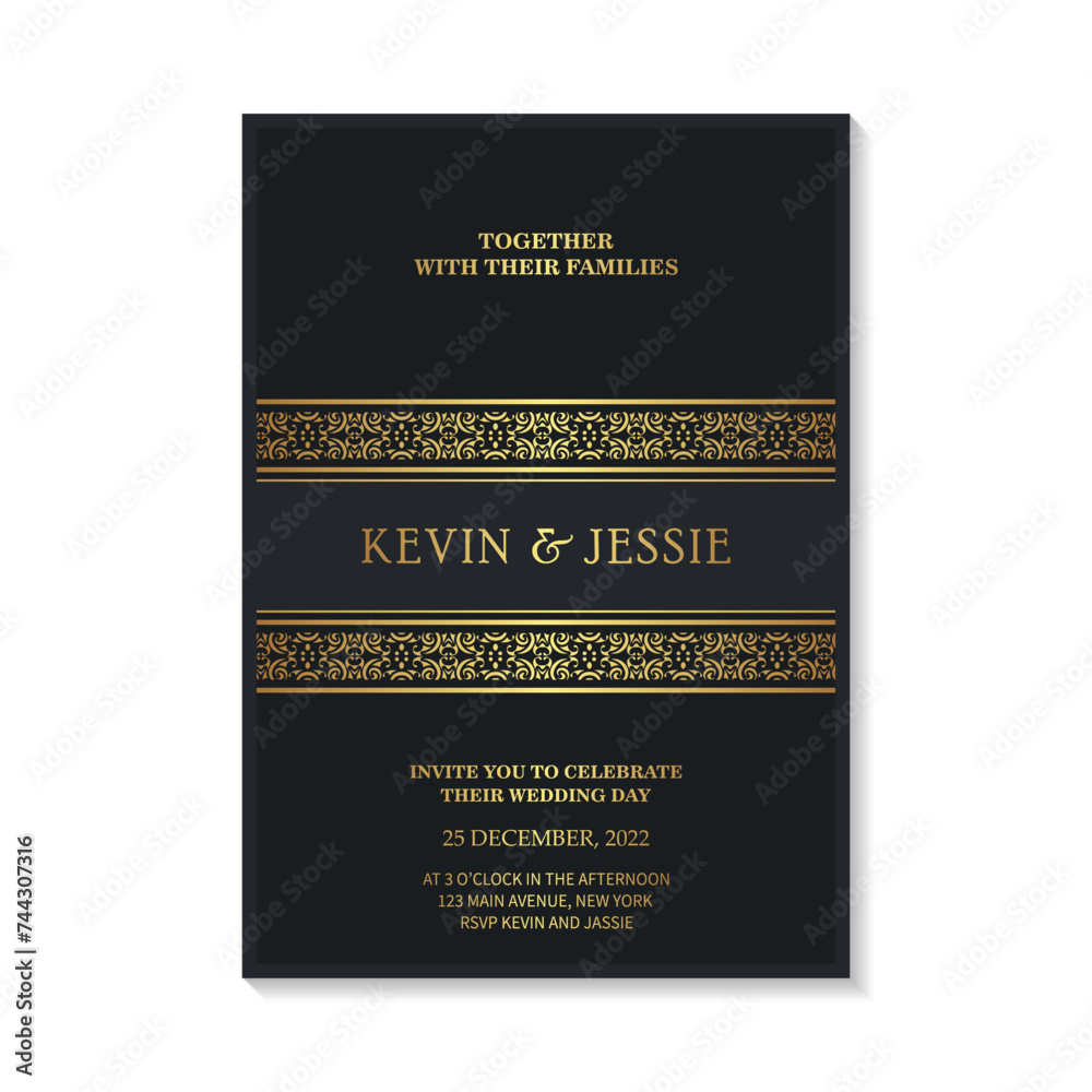 Naklejka premium Elegant wedding invitation card template design