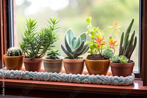 Sunny Window Sill Mini Garden  Cactus and Succulent Decor Ideas Galore