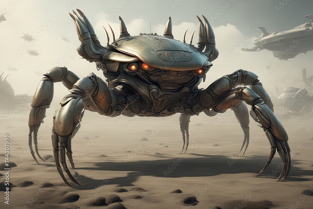 Fototapeta premium figure tank crab with gun, Generative AI