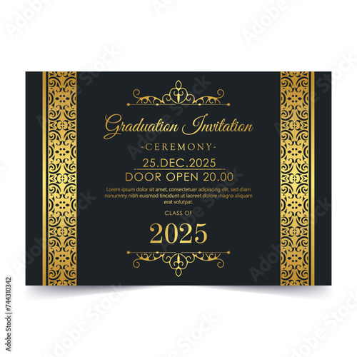 Elegant graduation invitation template with ornament