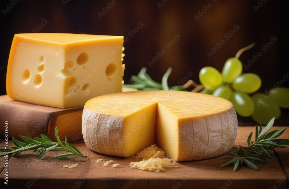 spanish manchego cheese,cut piece of cheese from a large round head of cheese on a wooden board,plain background,cheese feast spanish manchego cheese,cut piece of cheese from a large round head of cheese on a wooden board,plain background,cheese feast