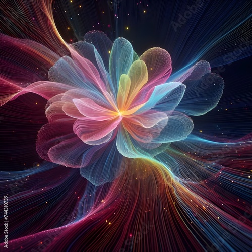 Simple neon rainbow flower.