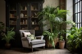 Urban Chic Cabinet Side Plant Pot: Living Room Interiors with a Jungle Vibe