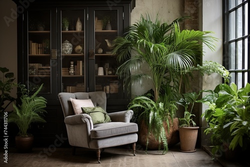 Urban Chic Cabinet Side Plant Pot: Living Room Interiors with a Jungle Vibe