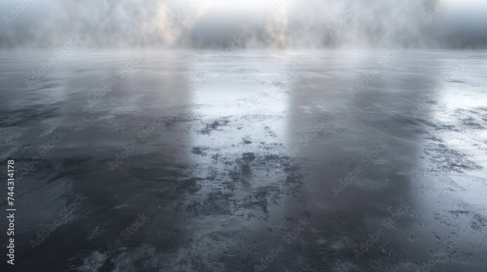Texture dark concrete floor with mist or fog - generative ai Texture dark concrete floor with mist or fog - generative ai