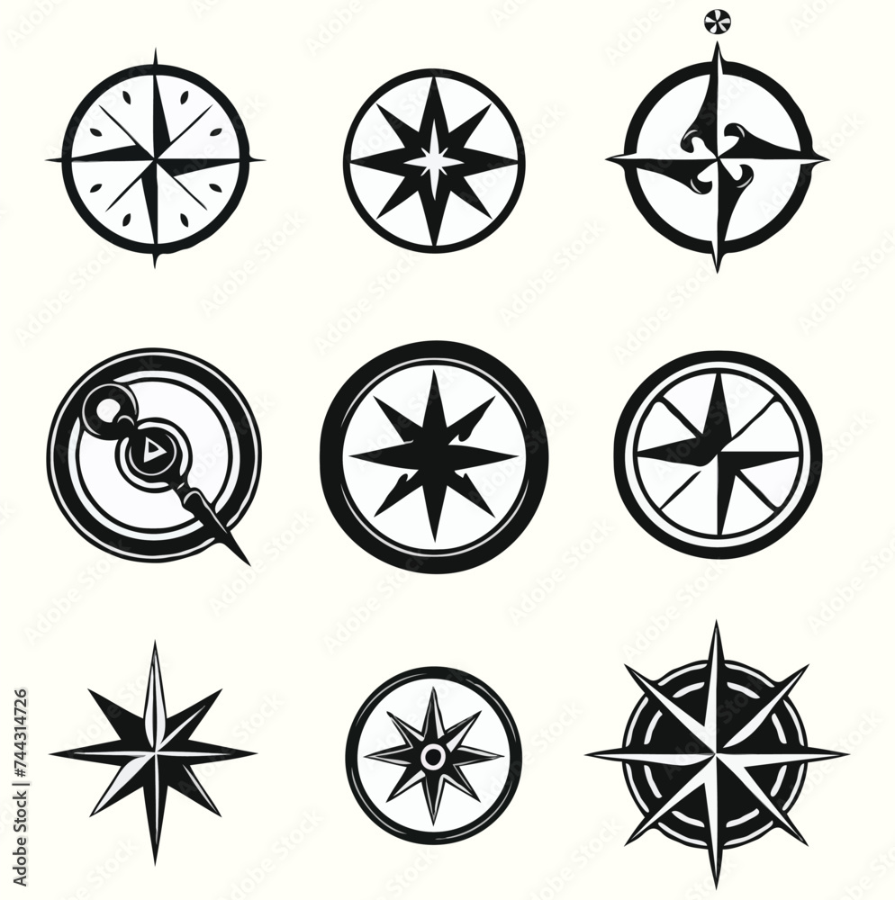 Vector compilation of solid black vector shape minimalistic logo heraldic compasses vector on white back Vector compilation of solid black vector shape minimalistic logo heraldic compasses vector on white back