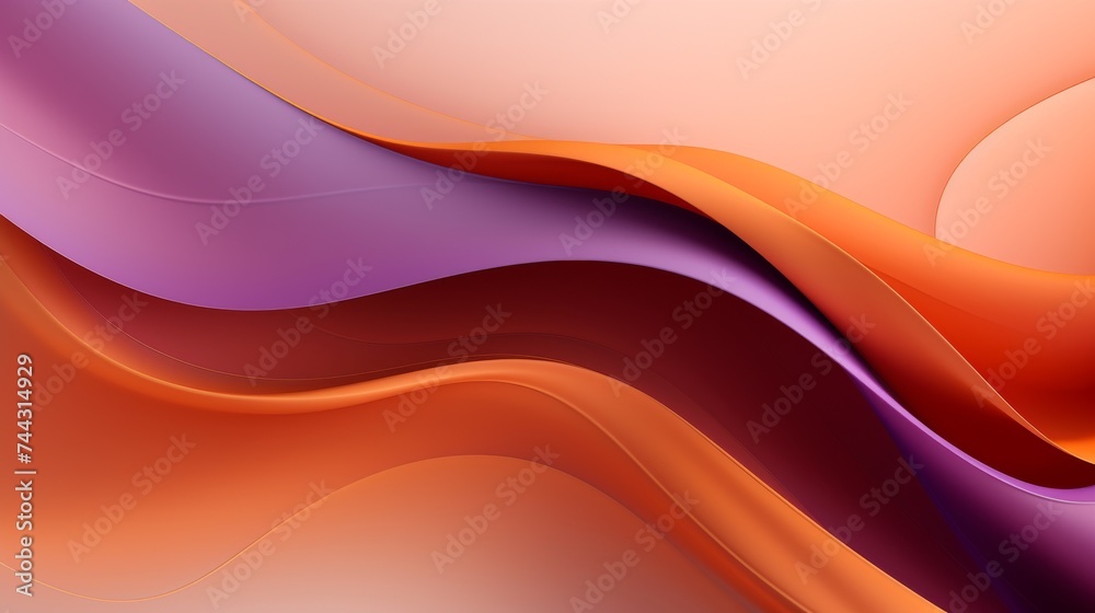 Fototapeta premium abstract background with solids of wavy curved shapes purple cream orange