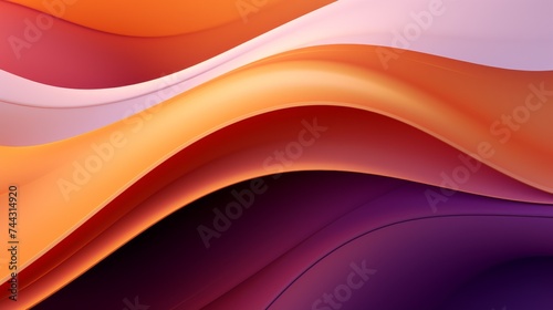 abstract background with solids of wavy curved shapes purple cream orange