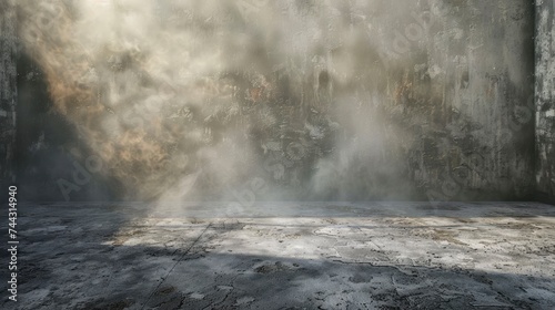 Texture dark concrete floor with mist or fog - generative ai