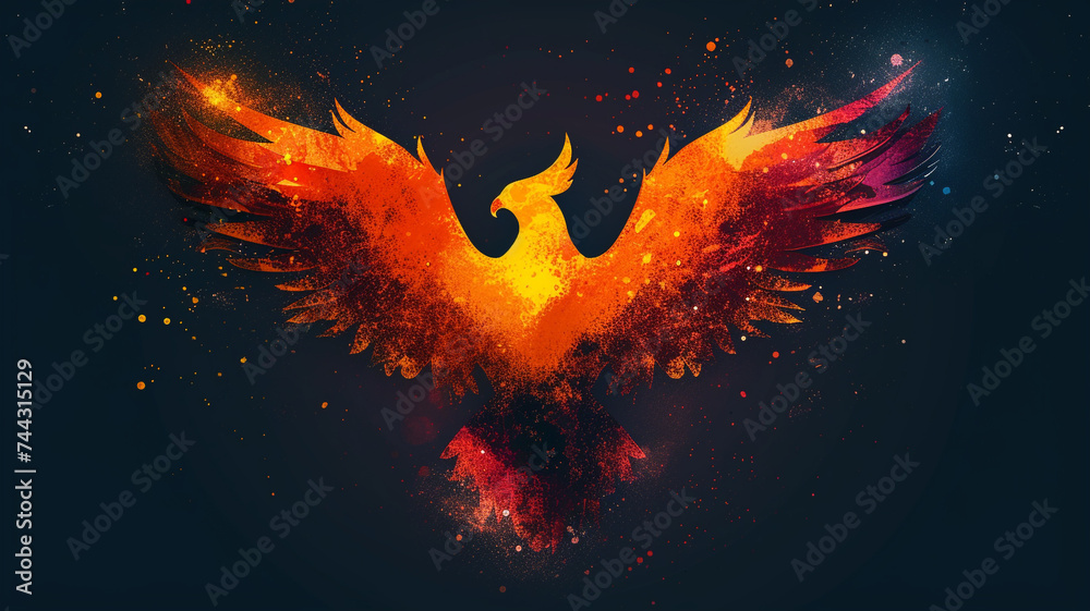 A celestial and dreamlike representation of a phoenix rising from the ...